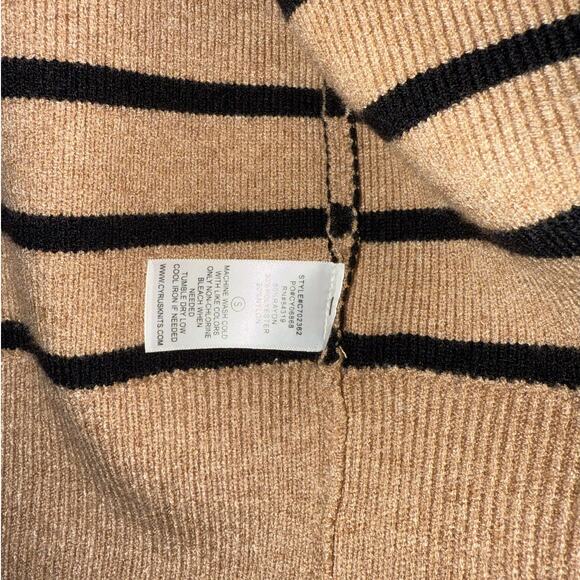 New Devotion by Cyrus Gold Button Down Striped Cardigan Toffee size S - Picture 4 of 7